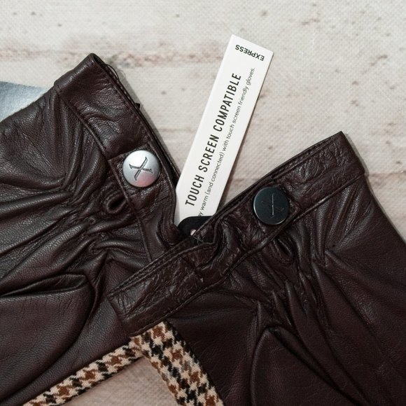 NWT Express Genuine Leather Houndstooth Touchscreen Compatible Gloves - Picture 5 of 9